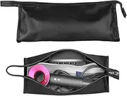 PU Leather Travel Case for Airwrap/Dyson Curling Iron, Hair Dryer Carrying Case Organizer Bag Protective Case, Waterproof Organizer for Styler Accessories Protection Organizer (Black)