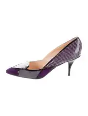 CASADEI Black & Purple Embossed Patent Leather Pumps SZ 10 New & Box &Bag &Tags