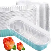 50Pcs Mini Loaf Pans with Lids, Rectangle Baking Cups Muffin Tins, Baking Tins M