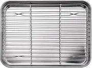 Gyorwst 10 Inch Toaster Oven Tray and Rack Set, Small Stainless Steel Baking Pan with Cooling Rack,Dishwasher Safe Baking Sheet