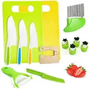 Montessori Kitchen Tools for Toddlers Kids Cooking Sets Safe Knife Set for Real Cooking Include Toddler Knives Cutting Boards Sandwich Cutters Peeler for Birthday (13 Pcs)