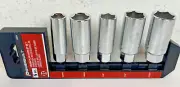 5 Piece 3/8 Inch Drive Spark Plug Socket Set 6 point Dee Thin Wall pwrblt