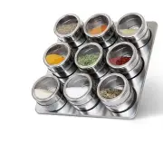 Steel Finish Spice Rack Masala Storage Box Set 9 Pieces US