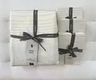 West Elm BELGIAN FLAX LINEN GRADUATED STRIPE Duvet King & 3 Euro Shams NWT