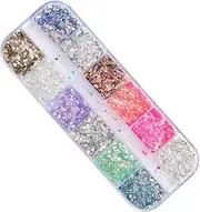 FOMIYES 12 Compartment Candy Manicure Sequins Glitter Nail Art Paillette Chips Set Lightweight for Home Professional Use