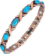 Feraco Copper Bracelet for Women,Pure Copper Magnetic Bracelets,Natural Unique Gemstone,Gifts for Women