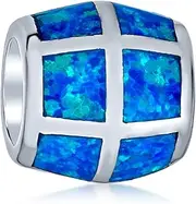[Bling Jewelry] Geometric Pink White Blue Created Opal Inlay Barrel Scroll Milgrain BFF Heart Crown Irish Claddagh Charm Bead For Women Teen .925 Sterling Silver October Birthstone