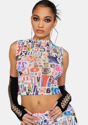 Breaking News Mesh Crop Top