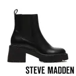 STEVE MADDEN-TACTIC 皮革粗跟短靴-黑色