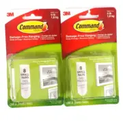 3M Command Brand Damage-Free, 4Lb, Picture Hanging Strip 8 Small Pairs (2)