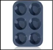 Silicone Muffin Baking Pan & Cupcake Tray 6 Cup - Nonstick Cake Molds/Tin Large