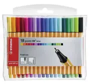 STABILO Fineliner point 88 MINI - Wallet of 18 - Assorted colors Multicolor