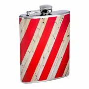 Red Stripes Em2 8oz Stainless Steel Flask Drinking Whiskey Liquor
