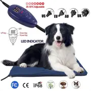 Dog Adjustable Electric Heating Pad Temperature Waterproof Heated Warm Mat Pet Electric Blanket Winter Puppy Sleeping Supplies UK Plug 40x30cm