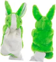1Pc Plush Rabbit Hand Puppet for Storytelling Interactive Role Play Accessory Parent Activity Green Bunny Puppet for Imaginative Play and Communication Skills