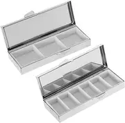 Baluue 2pcs Duoge Pill Box Metal Weekly Pill Organizer Medicine Organizer for Cabinet Pocket Medicine Holder Silver Pp