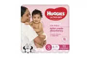 New Huggies Ultradry Essentials Nappies Girls Size 3 - Carton (88 Nappies)