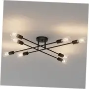 8 Lights Modern Close to Ceiling Light Black Semi Flush Mount Ceiling Light