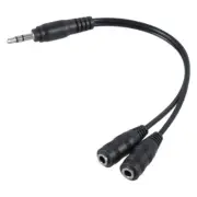 Cable Adapter Splitter 3.5mm Headphones Headset To 2 Jack Headphones