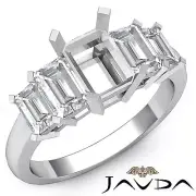 Emerald 5 Stone Stunning Diamond Engagement Ring 14k White Gold Semi Mount 1.5Ct