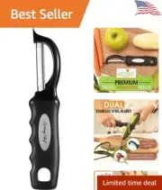 Effortless Swivel Vegetable Peeler - Rustproof, Ergonomic, Non-Slip - Black