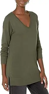 [Amazon Essentials] Women's Lightweight Long-Sleeve V-Neck Tunic Sweater (Available in Plus Size)