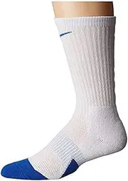 [Nike] Elite Crew 1.5 Basketball Socks Small (Youth Size 3-5 Women 4-6) White Royal SX7035-100