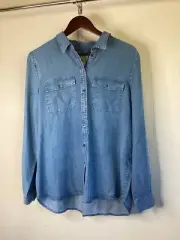 Pure Collection Tencel Shirt Pale blue Denim Button Up size 16 BNWT RRP 90