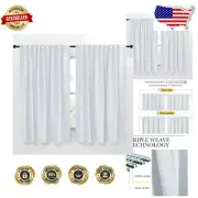 Cloud Grey Blackout Curtains - Set of 2 Elegant Room Darkening Drapes 70"x63"