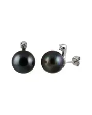 Splendid Pearls 14K 0.10 ct. tw. Diamond & 10-10.5mm Freshwater Pearl Earrings