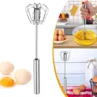 Stainless Steel Egg Beater Hand Push Whisk Mixer Rotating Push Mixer Stirrer