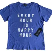 Wildfox Every Hour Is Happy Hour Keke Baja Blue T-Shirt Size Medium NWT