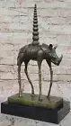 Hot Cast Real Bronze Space Rhino Sculpture Art Deco Marble Base Figurine figure