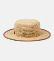 [Gucci] Gucci Double G raffia-effect boater hat UK 6 5/8 beige