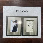 New In Box BULOVA PICTURE FRAME CLOCK Hinged Wood Espresso Brown Finish B1234