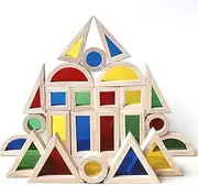 BEACENOV Rainbow Acrylic Blocks Toy for Toddler,Kids Toy,Rainbow Wooden Building Blocks for Toddler,24 Pcs Rainbow Stacking Block Set,Toddler Montessori Educational Building Toy for Baby Boy Girl Gift