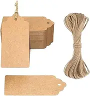 100PCS Brown Rectangle Kraft THJOPOKEEL 100pcs Kraft Paper Gift Tags with String, Blank Gift Bags Tags with 20m Twine Brown Blank Tags Hanging Labels for Gift Bags Box Name Tags Clothes Price Tags