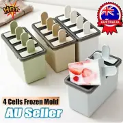 4 Cells Mould Frozen Molds Icy Pole Jelly Block Maker Ice Cream Pop Popsicle AUS