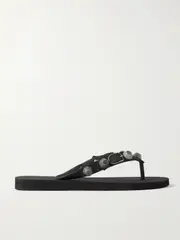 [Balenciaga] Balenciaga - Cagole Embellished Rubber Flip Flops - Black - IT36 IT 36 Black
