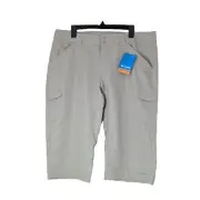 Columbia Knee Pant Women Sz 14 Bit-O-Backside Khaki Beige Omni Shade UPF30+ NEW