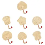 Chinese Style Woven Wheat Straw Hand Fan with Tassel Cooling Handheld
