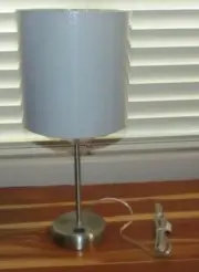 120V Bar Table Desk Lamp Bedroom Light Fixture Gray Grey Shade Metallic Look NEW