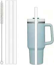 Stanley 3Pcs Replacement Straws with Cleaning Brush - Reusable Clear Plastic Straws Compatible with 14/20/30/40 Oz Cups - Cup Accessories