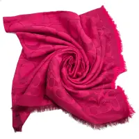 在飛比找Yahoo奇摩購物中心優惠-COACH 經典C LOGO棉混莫代爾絲巾方巾圍巾(玫瑰紅)
