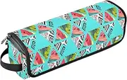 [sanluoli] Hair Tool Travel Bag for Women with Heat Resistant Pad Double-Layer Travel Carrying Case Summer Geometric Blue