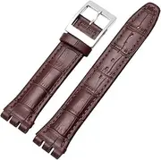 [HFZCSIMR] Fit For Swatch Watchband Genuine Leather Strap 17mm 19mm Alligator Pattern Leather Belt With Stainless Steel Buckle