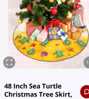 48 Inch Christmas Tree Skirt, Burlap Xmas Tree Mat with 48 inches Sea Turtle