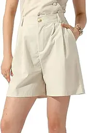 [Allegra K] Linen Short for Women's Summer Casual Elastic High Waist Shorts