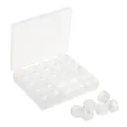 25pcs Prewound Plastic Bobbin Thread Sewing Embroidery Machine with Case White