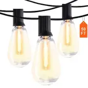 50FT LED Outdoor String Patio Lights Waterproof 15 S14 Shatterproof Bulbs